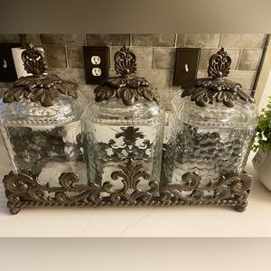 GG collection canisters brown and glass